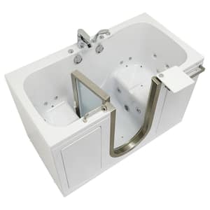 Companion 2 Seat 60 in. Walk-In Whirlpool and Air Bath Bathtub in White, Center Door, Faucet Set,Center 2 in. Dual Drain