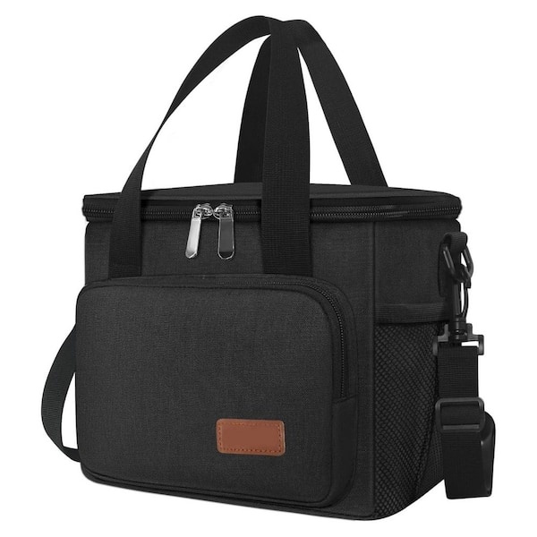 8.7 qt. Insulated Leakproof Cooler Bag with Shoulder Strap for Work Office Picnic Beach Black