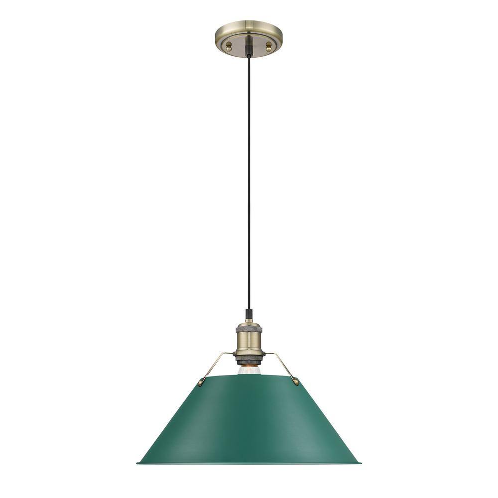 Orwell 100-Watt 1 Light Aged Brass Shaded Pendant Light with Metal Shade, No Bulbs Included price history on PriceWatchPro