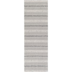 Dorean Taupe 2 ft. x 7 ft. Striped Geometric Runner Rug