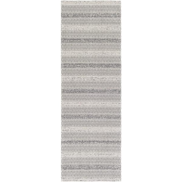 Dorean Taupe 2 ft. x 7 ft. Striped Geometric Machine-Washable Runner Rug