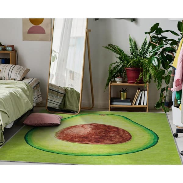 Apollo Avocado Modern Printed Green 5 ft. x 7 ft. Area Rug
