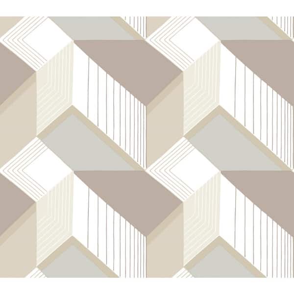 York Wallcoverings 60.75 sq.ft. White Graphic Geo Blocks Wallpaper