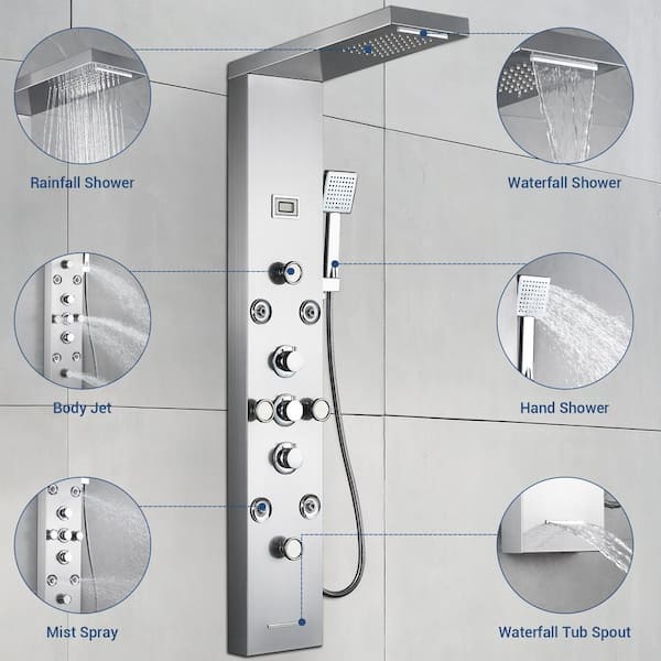 AKLFGN 8-Jet Rainfall Shower Tower Shower Panel System with