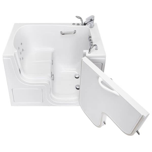 Ella Wheelchair Transfer 52 in. Acrylic Walk-In Whirlpool Bathtub in White with Fast Fill Faucet Set, Right 2 in. Dual Drain