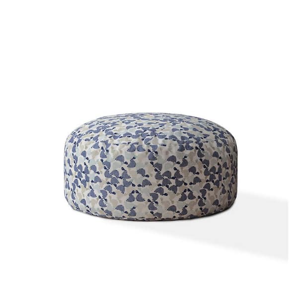 HomeRoots Charlie Beige And Grey Cotton Round Pouf Cover Only