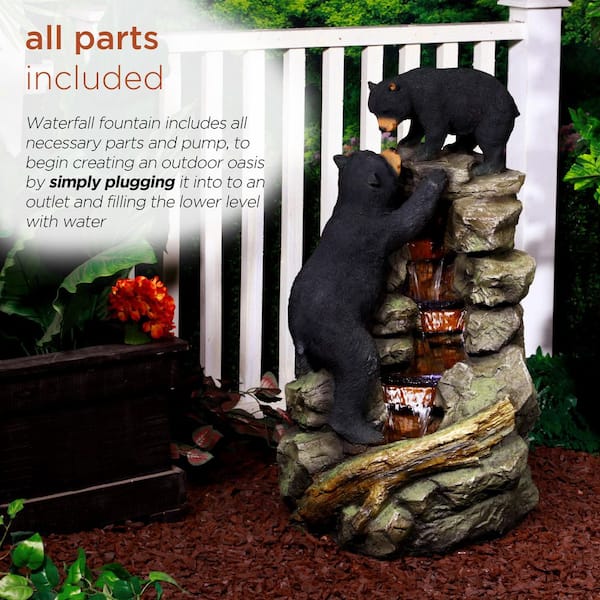 Alpine Corporation 36 in. Tall Outdoor Rainforest Water Fountain
