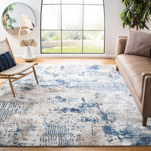 Aston Gray/Navy 9 ft. x 12 ft. Abstract Geometric Area Rug