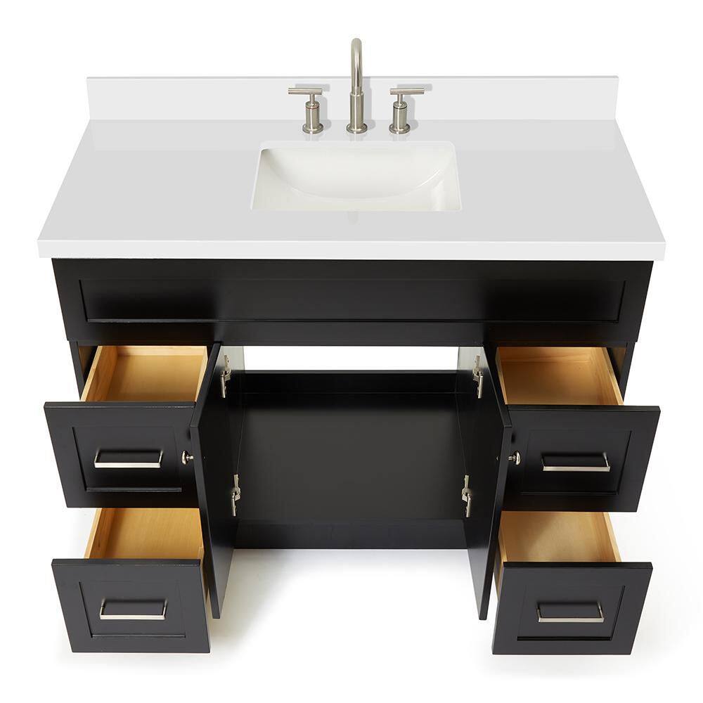 Hamlet 49" Black Wood Vanity with White Quartz Top