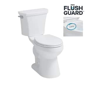 Deven 12 in. 2-Piece 1.28 GPF Single Flush Round Front Toilet in White with Flush Guard Overflow Seat Included