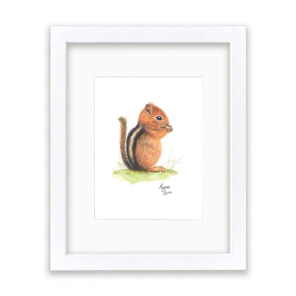 Unbranded Woodland Tinies "Chipmunk" by Alyssa Lewis Individual White Framed with Mat Animal Art Print 14 in. x 11 in.