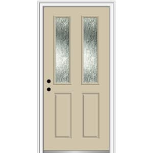36 in. x 80 in. Right-Hand/Inswing Rain Glass Wicker Fiberglass Prehung Front Door on 4-9/16 in. Frame