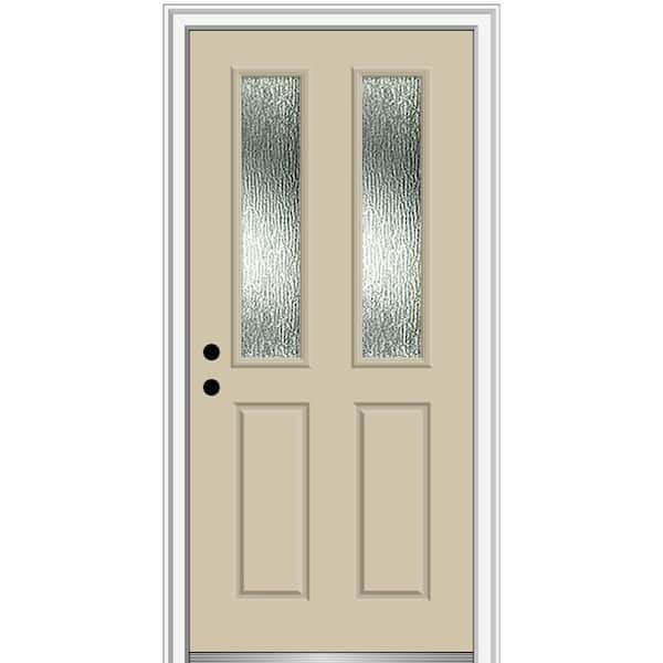 MMI Door 36 in. x 80 in. Right-Hand/Inswing Rain Glass Wicker Fiberglass Prehung Front Door on 4-9/16 in. Frame