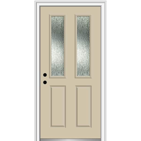 MMI DOOR 36 in. x 80 in. Right-Hand/Inswing Rain Glass Wicker Fiberglass Prehung Front Door on 4-9/16 in. Frame