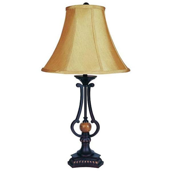 ORE International 28 in. Brown Classic Table Lamp with Marble
