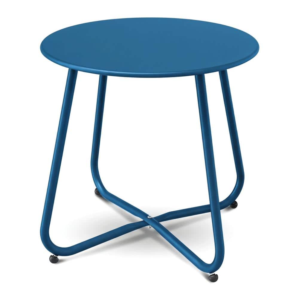 Blue Round Metal 18 in. H Outdoor Side Table for Patio, Garden, Backyard price history on PriceWatchPro