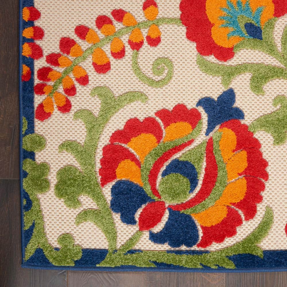 Aloha Multicolor Floral Synthetic 6' x 9' Rectangular Area Rug