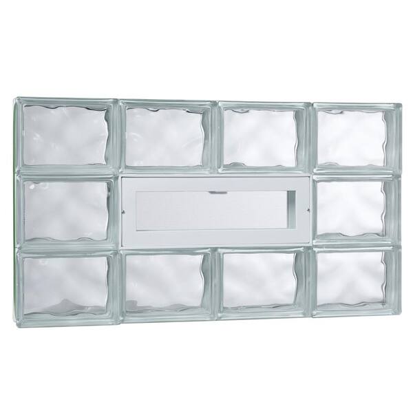 TAFCO WINDOWS 31 in. x 17.25 in. x 3.125 in. Wave Pattern Glass Block Masonry Window with Vent