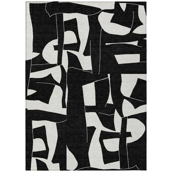 Chantille Machine Washable Indoor/Outdoor Abstract ACN2604 Black 5 ft. x 7 ft. 6 in. Area Rug