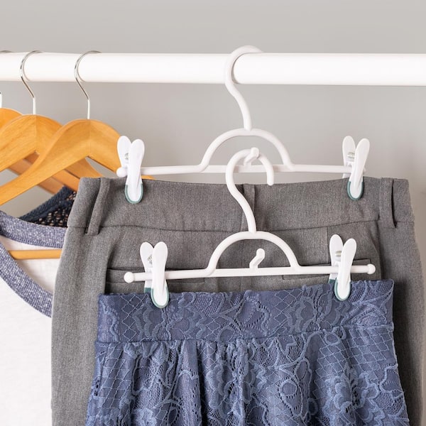 6-Tier Skirt Pants Shorts Hangers with Adjustable Clips Space Saving No  Slip 12 Clips Clothing Storage Metal Skirt Rack