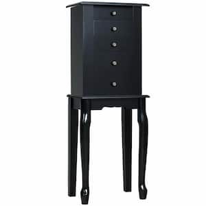 Black Mirrored Armoire Jewelry Cabinet Free Standing Organizer Storage Box Chest