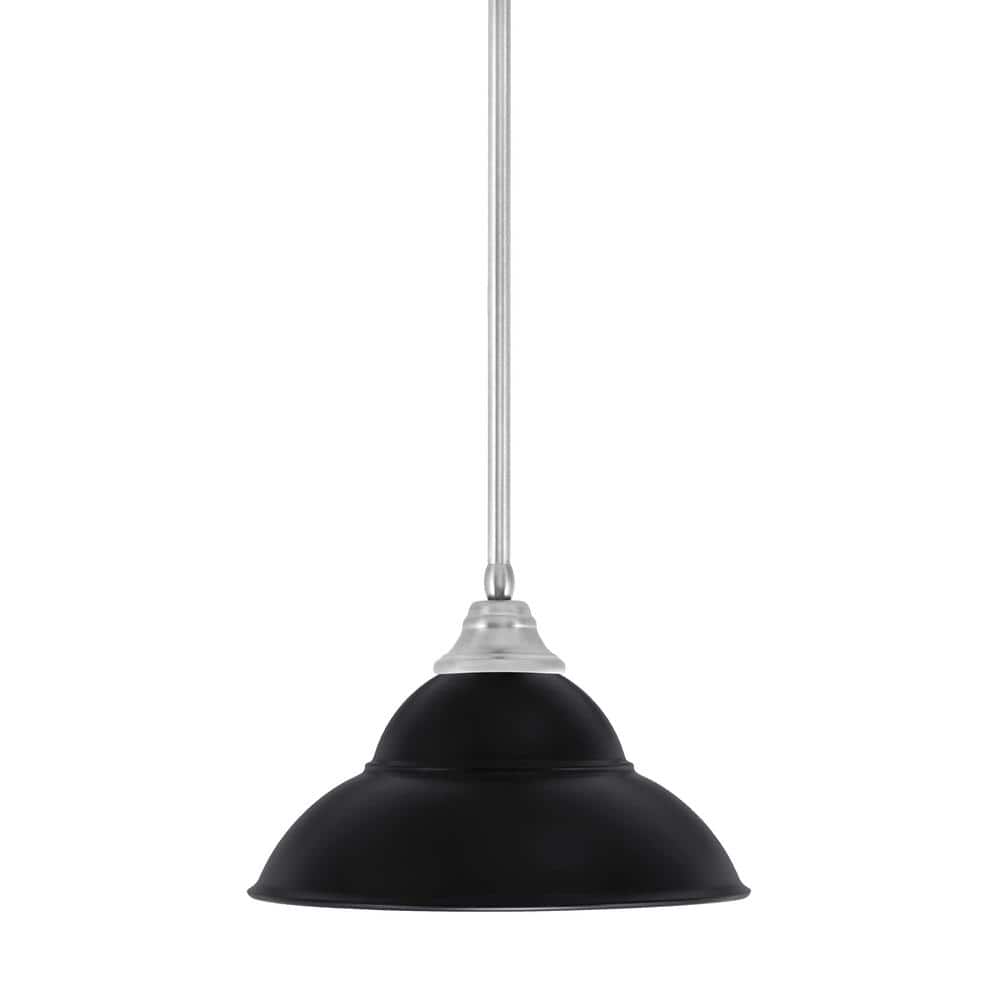 Sparta 100-Watt 1 Light Brushed Nickel Shaded Pendant Light with 13 in. Mat