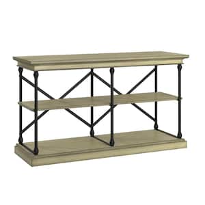 Ivory White Cornice Iron and Wood Entryway Console Table