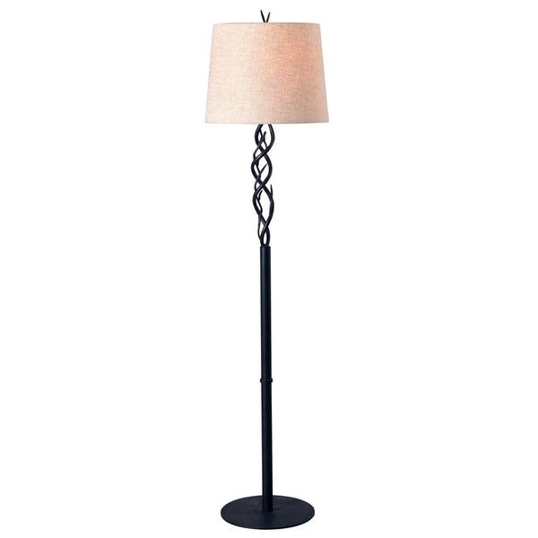 Kenroy Home Twigs 59 in. Bronze Floor Lamp with Oatmeal Shade
