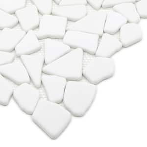 Pebble White 6 in. x 6 in. Recycled Glass Marble Looks Mesh-Mounted Floor and Wall Mosaic Tile (Sample 0.25 sq. ft.)