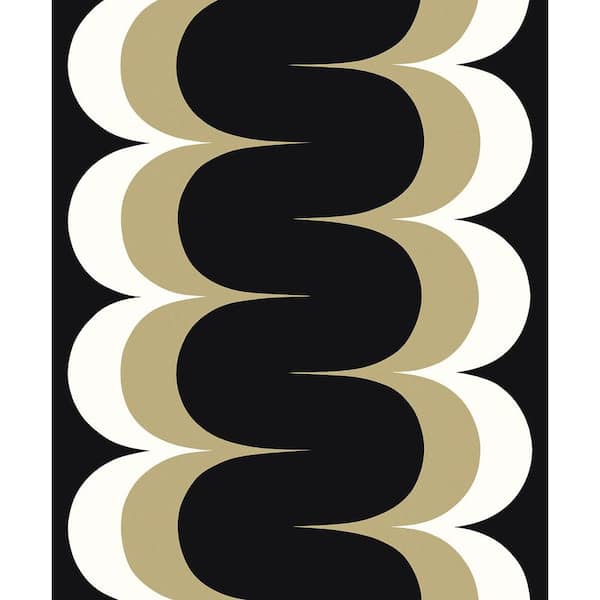 Seabrook Designs 57.5 sq. ft. Black and Metallic Golden Straw Mandolin Geometric Stripe Unpasted Nonwoven Paper Wallpaper Roll