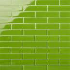 Contempo Apple Lime 2 in. x 8 in. x 8mm Polished Glass Floor and Wall Tile (36 pieces 4 sq.ft./Box)