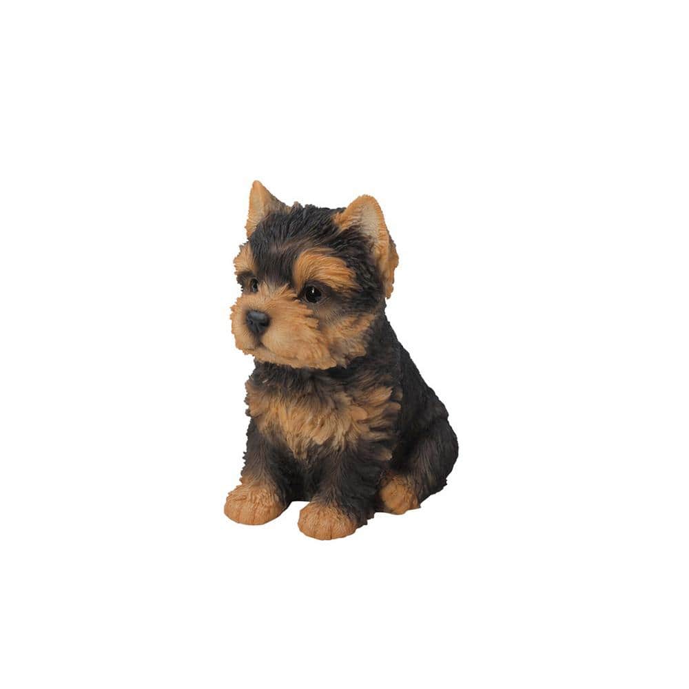 Realistic Brown and Black Yorkshire Terrier Puppy Statue