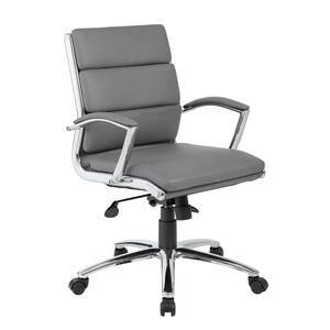 27 in. Width Big and Tall Gray Faux Leather Executive Chair with Swivel Seat