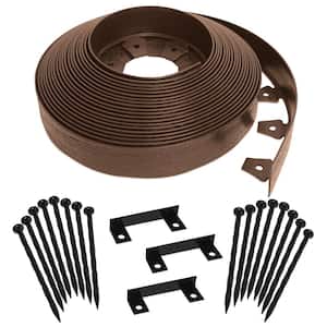 Tall Wall 60 ft. x 2.5 in. Brown Plastic No-Dig Landscape Edging Kit