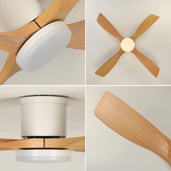 モモキングvs TOZING 54 in. Modern Indoor White and Wood Low Profile Flush Mount