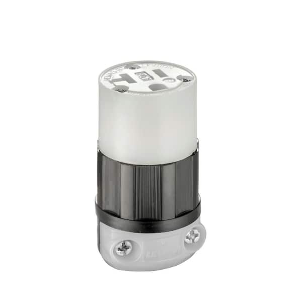Leviton 20 Amp 125-Volt Straight Blade Connector, Black and White 5369-CS