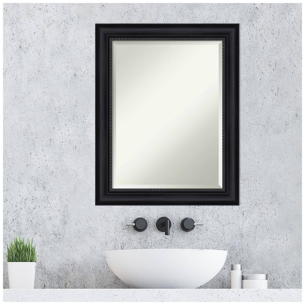 Astor Black Beveled Rectangular Bathroom Wall Mirror 23 x 29 in