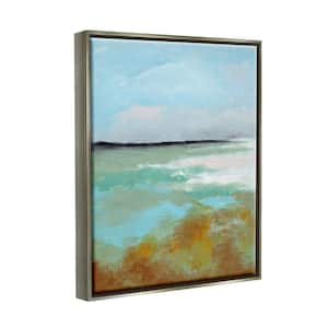 Abstract Ocean Moss Scenery Design By Nikita Jariwala Floater Frame Nature Art Print 31 in. x 25 in.