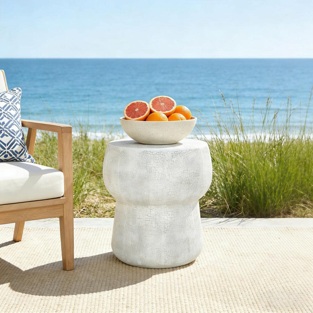 Modern Concrete Double Barrel Outdoor Coffee Table with Crack Finish, Garden Stool price history on PriceWatchPro