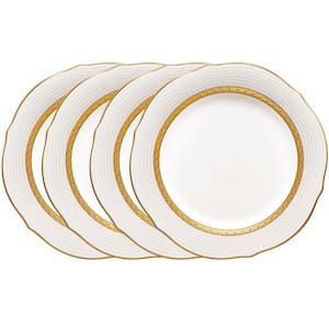 Charlotta Gold 9 in. (Gold) Porcelain Scalloped Accent Plates, (Set of 4)