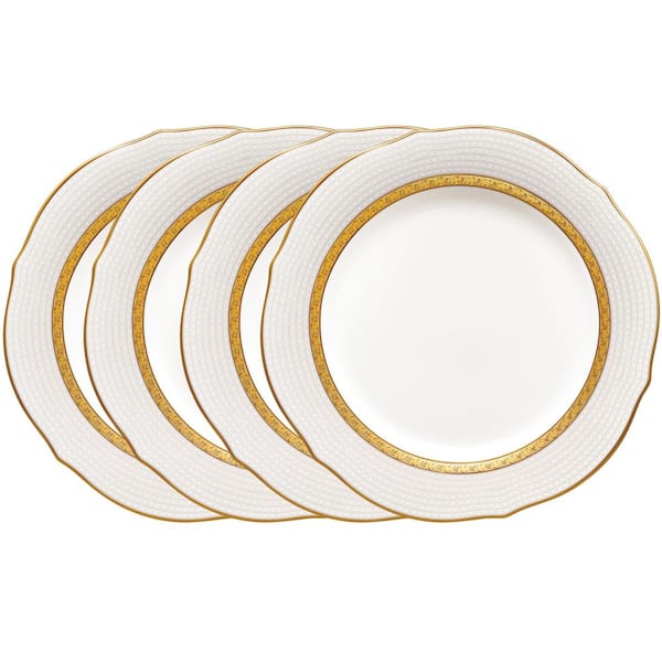 Noritake Charlotta Gold 9 in. (Gold) Porcelain Scalloped Accent Plates, (Set of 4)