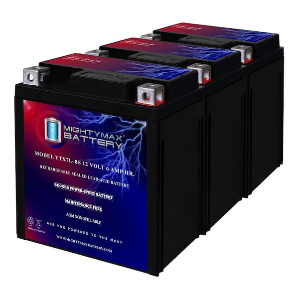 MIGHTY MAX BATTERY YTX7L-BS Battery Replaces Piaggio Vespa Primavera 50 2014 - 3 Pack