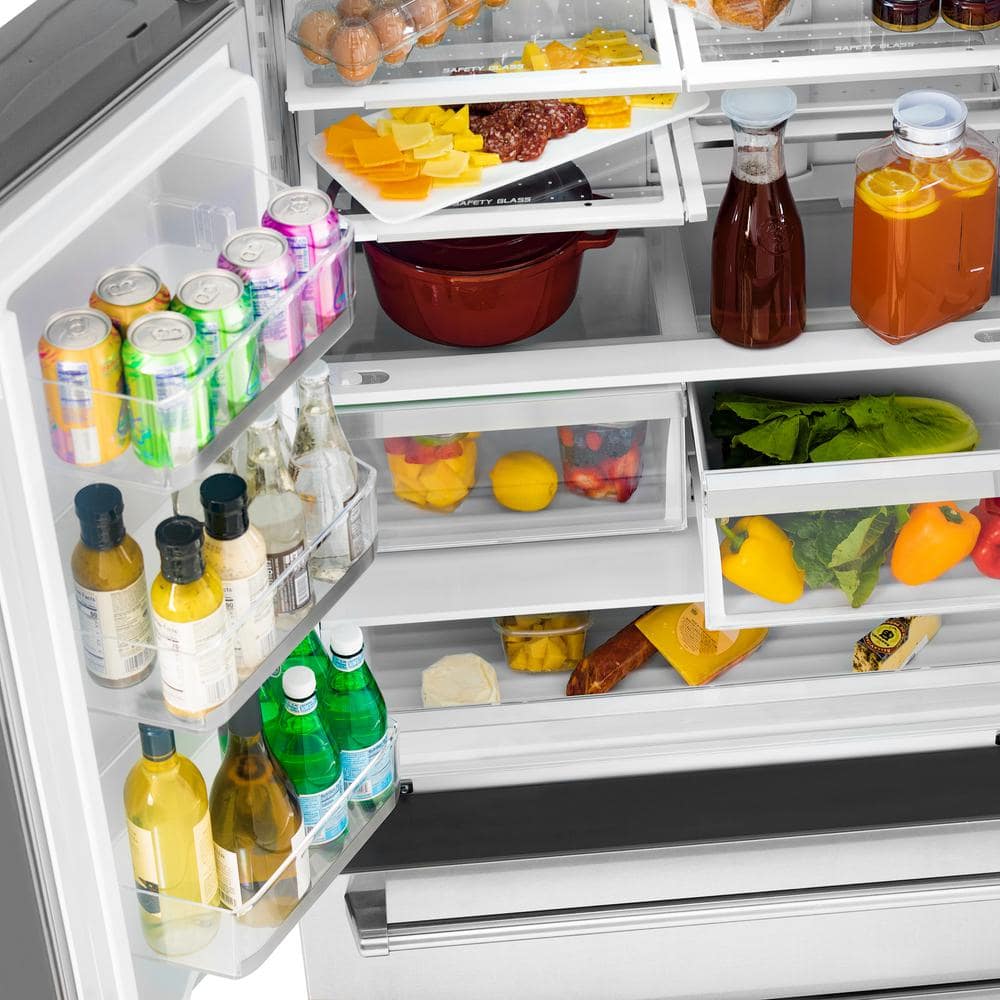 ZLINE 36" Stainless Steel French Door Refrigerator with Gold Accents