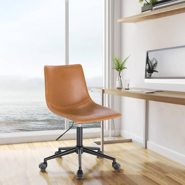 null Brinley 22.5 in. Width Standard Tan Faux Leather Task Chair with Adjustable Height