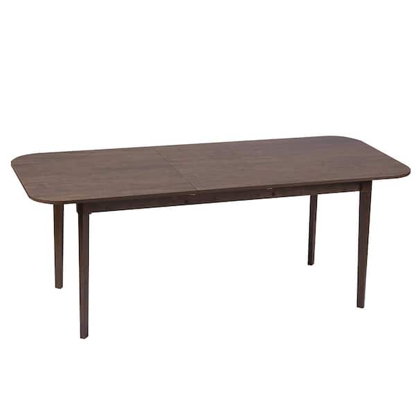 Homy Casa Barkok 78.7 in. Rectangle Walnut Manifactured Wood Top Butterfly Leaf Dining Table With Solid Wood Frame( Seats 6)