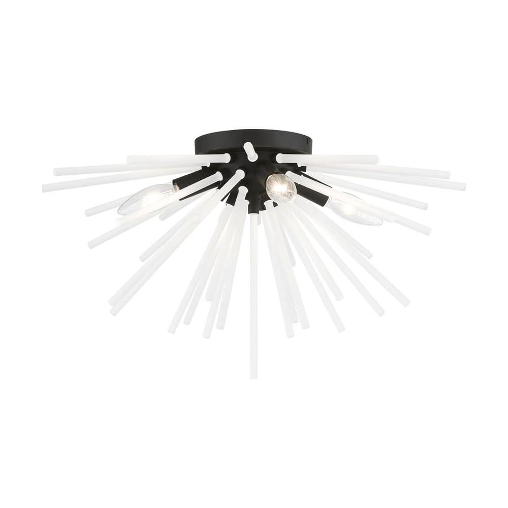 Wickford 20 in. 4-Light Black Sputnik Flush Mount with Acid Etched Rods price history on PriceWatchPro