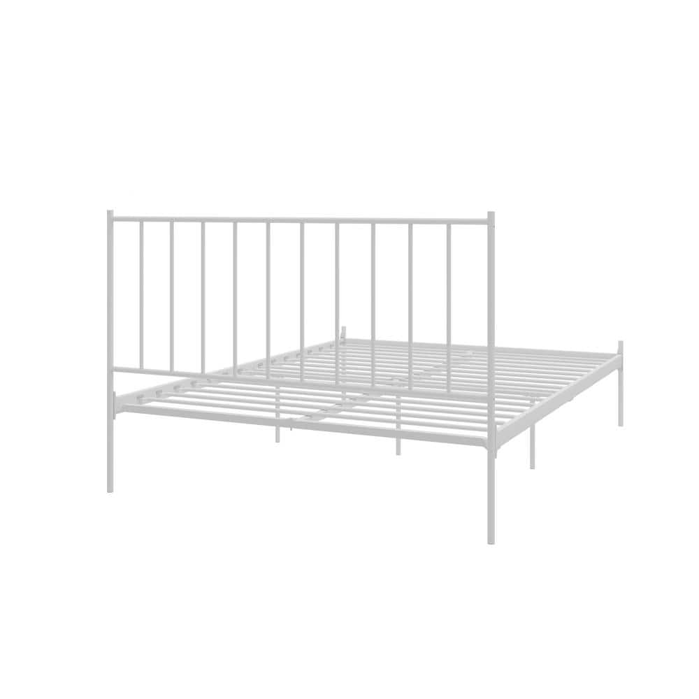 Ares White Metal Queen Bed Frame with Adjustable Height