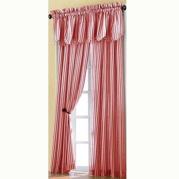 Curtainworks Semi-Opaque Red Country Stripe Cotton Panel - 50 in. W x 63 in. L