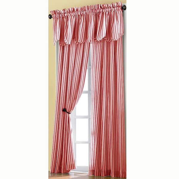 Curtainworks Semi-Opaque Red Country Stripe Cotton Panel - 50 in. W x 95 in. L