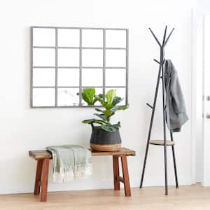 45 in. x 35 in. Window Pane Inspired Rectangle Framed Black Wall Mirror